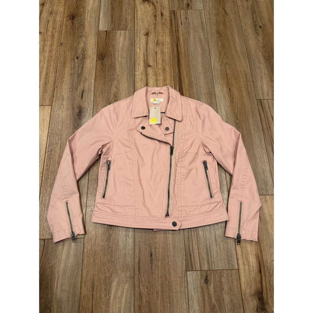NWT Boden Wren Waxed Cotton Canvas Moto Jacket Pink Milkshake US 8 UK 12